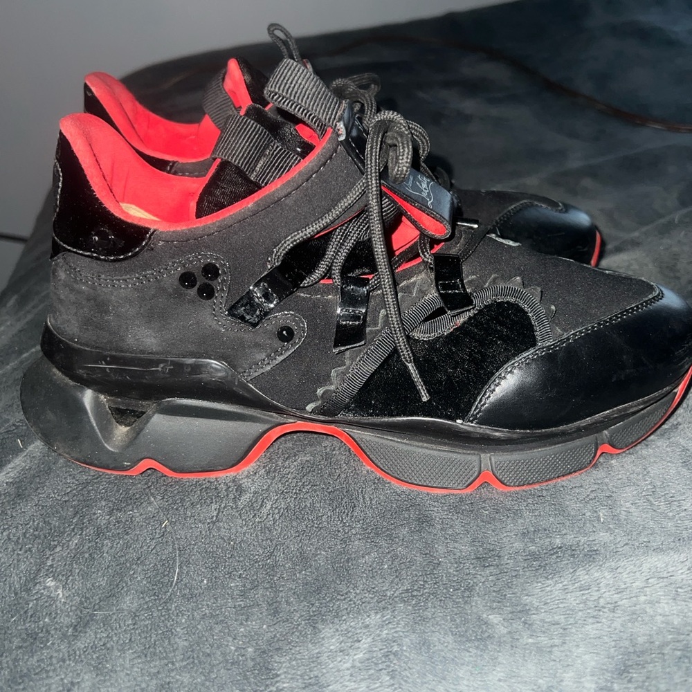 Christian Louboutin Black and Red Sneakers